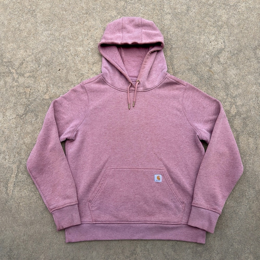 Carhartt Hoodie Sweatshirt Women's Large 12/14 Relaxed Fit Pink Work 102790 668